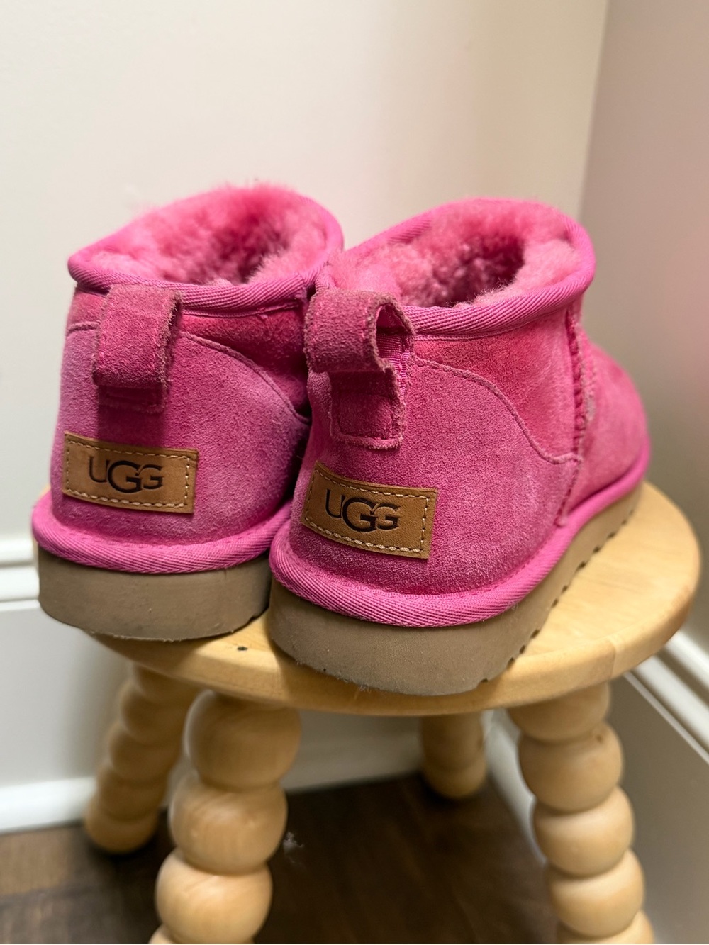 UGG Hot Pink Suede Shearling Booties